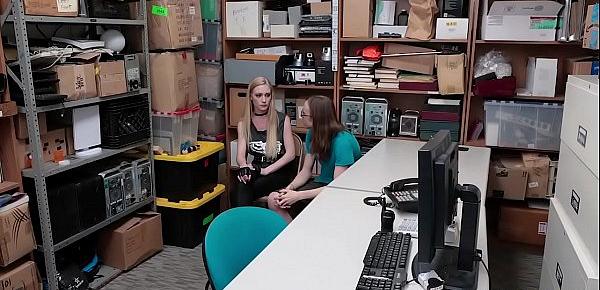  Blonde teen thief got fucked in front of a nerdy BF